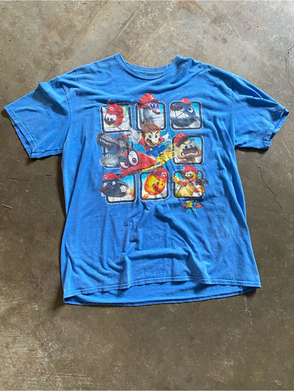 Nintendo Blue Super Mario Character Grid Tee